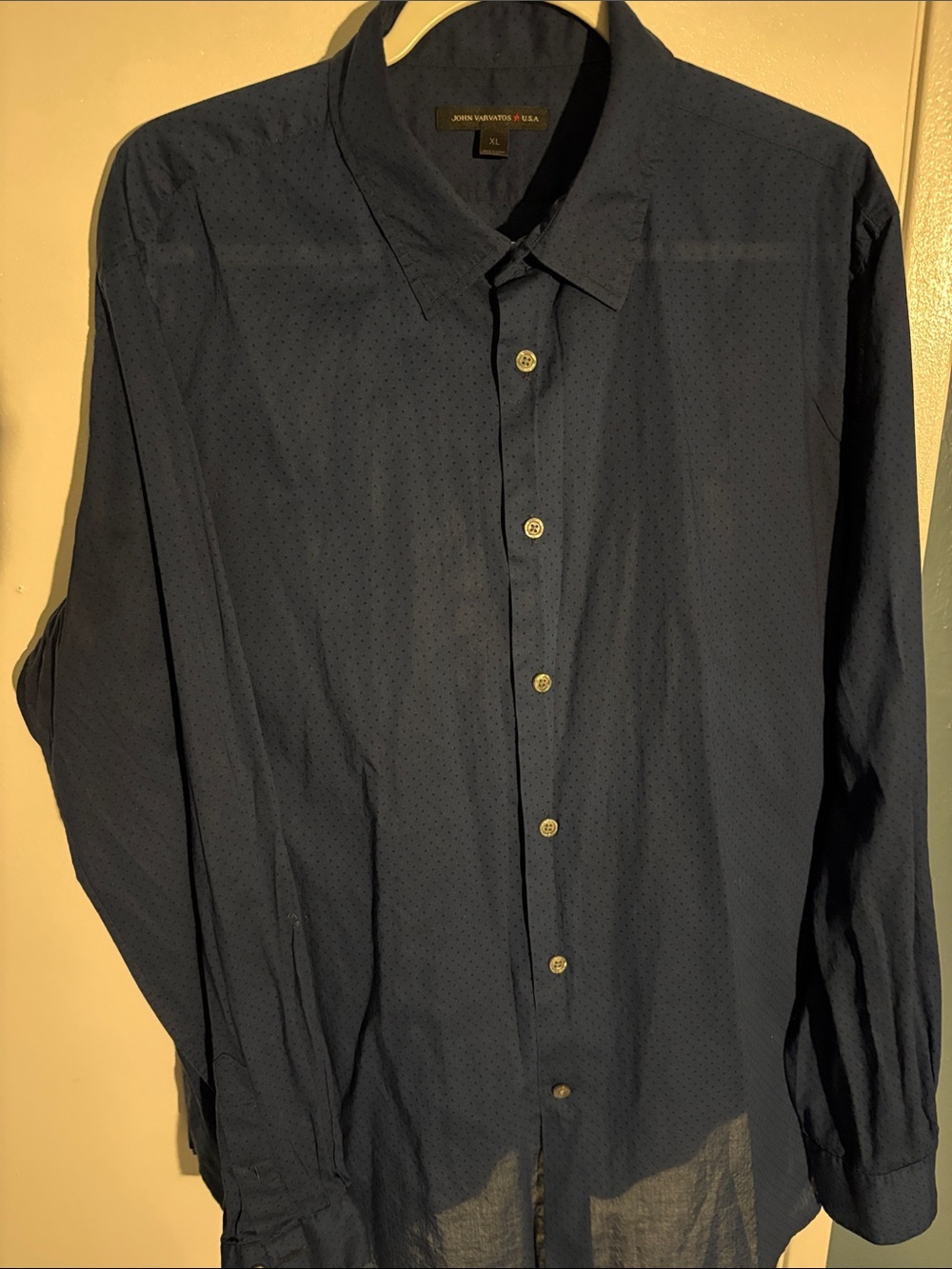John Varvatos Dark Navy Textured Long-Sleeve Button-Down Shirt